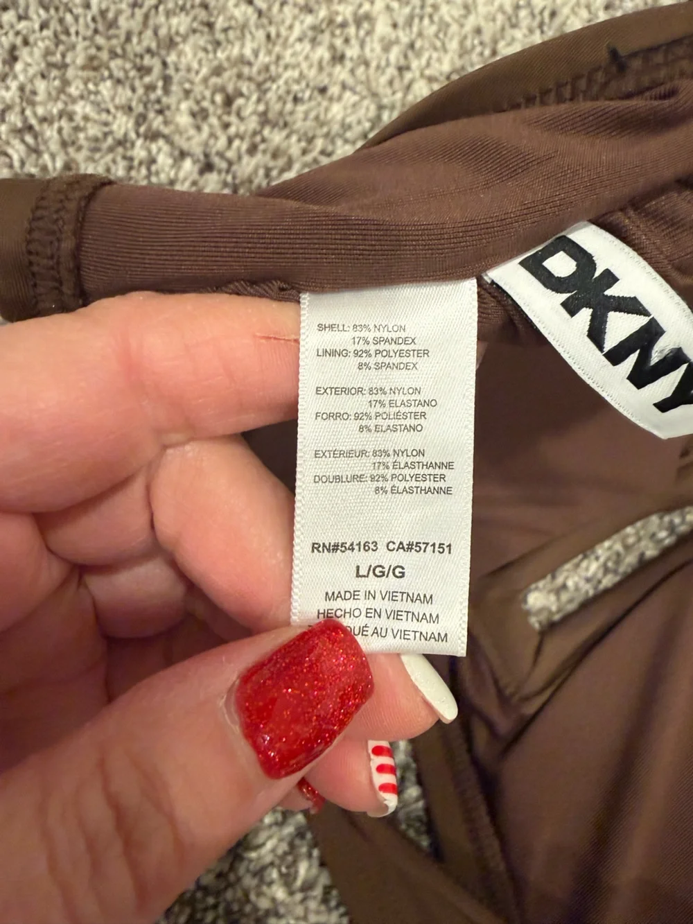 NWT DKNY Bandeau Bikini Top Brown Size Large Strapless Swim Top
